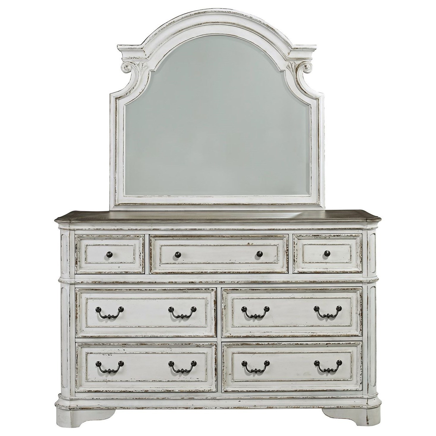 Libby 7 Drawer Dresser and Mirror with Wood Frame Walker's